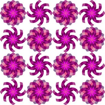 geometric seamless flowers pattern, vector art illustration