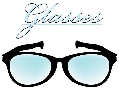 glasses black silhouette isolated on white background, abstract vector art illustration