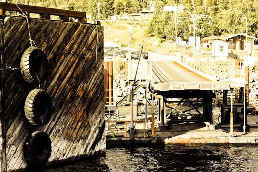 ferry landing stage in mountain lake