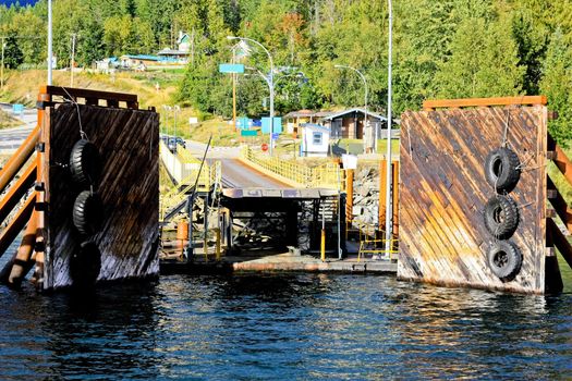 ferry landing stage in mountain lake