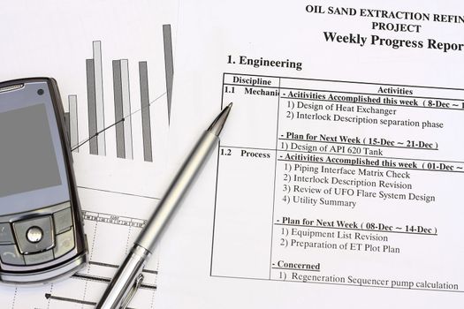 Weekly Progress report with graph and activity - many uses for manufacturing and projects.