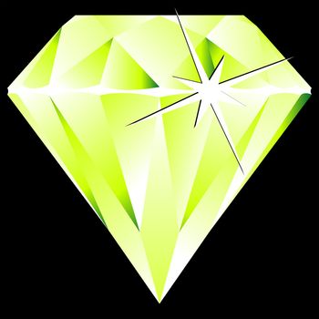 green diamond against black background, abstract vector art illustration