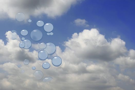 Rising air bubbles in a fluffy clouds