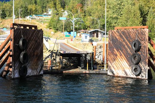 ferry landing stage in mountain lake