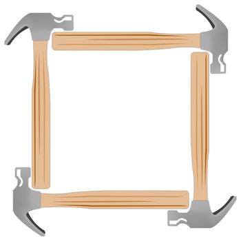 hammer photo frame against white background, abstract vector art illustration