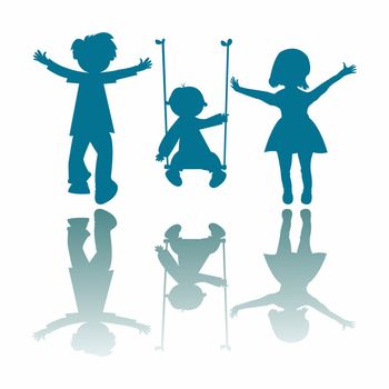 happy little children, vector art illustration