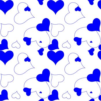 heart blue pattern, vector art illustration