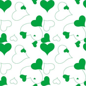 heart green pattern, vector art illustration