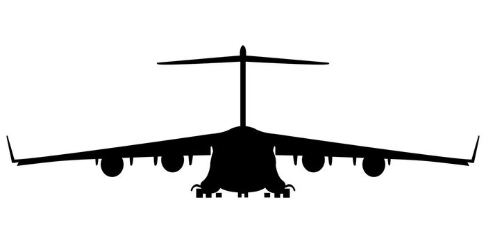 military air plane silhouette, vector art illustration; more silhouettes and drawings in my gallery