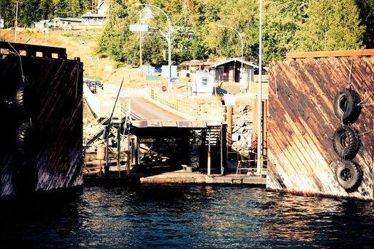 ferry landing stage in mountain lake