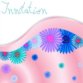 invitation with flowers, abstract vector art illustration