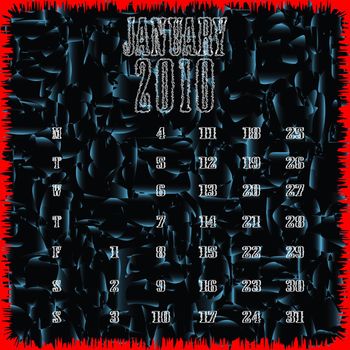 january 2010 abstract calendar, vector art illustration