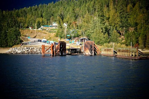 ferry landing stage in mountain lake