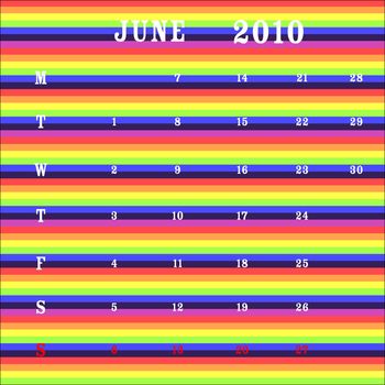 june 2010 calendar, vector art illustration