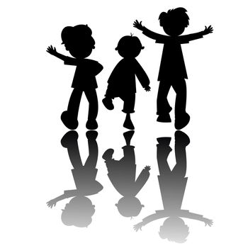 kids silhouettes isolated on white background, vector art illustration; more drawings and silhouettes in my gallery