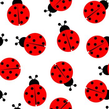 ladybug seamless pattern, abstract texture; vector art illustration