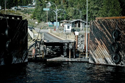 ferry landing stage in mountain lake