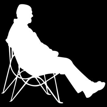 man sitting on black background, vector art illustration