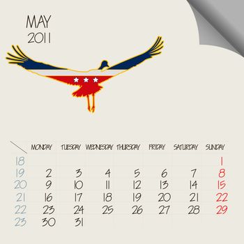 may 2011 animals calendar, abstract vector art illustration