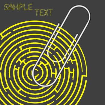 maze and paper clip abstact composition, vector art illustration