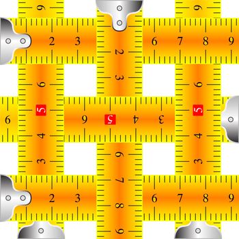 measuring tapes mesh against white background, abstract vector art illustration