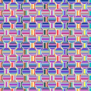 metallic circles and stripes pattern, abstract seamless texture; vector art illustration