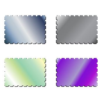 metallic postage stamps, abstract art illustration