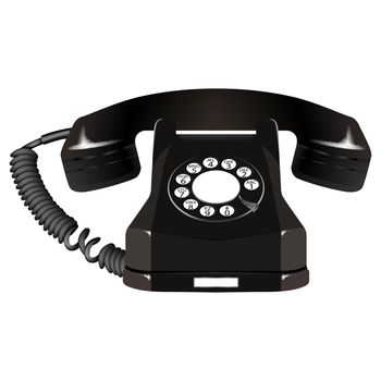 old telephone against white background, abstract vector art illustration