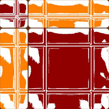 orange and red ceramic tiles, abstract seamless texture; vector art illustration