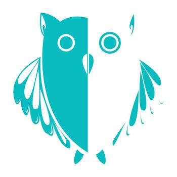 stylized owl (blue), vector art illustration, more drawings in my gallery