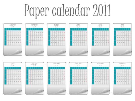 paper calendar 2011 against white background, abstract vector art illustration