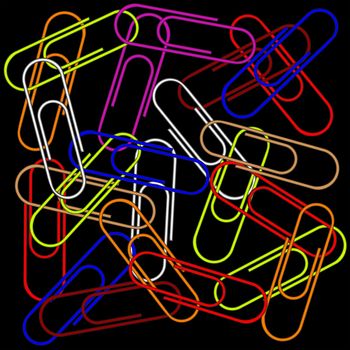 paper clips on black background, abstract vector art illustration