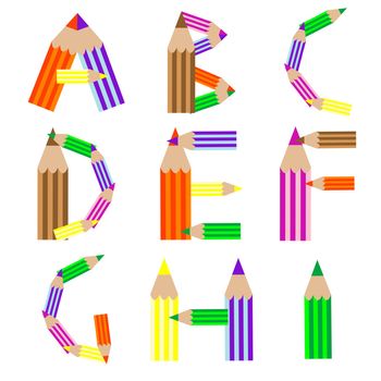 pencils alphabet, vector art illustration; more alphabet letters in my gallery