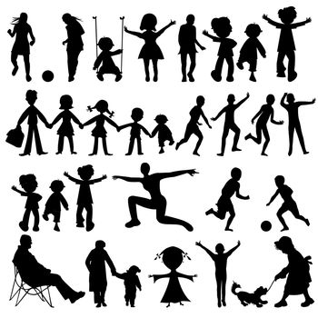 people black silhouettes collection, vector art illustration