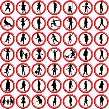 people icons against white background, abstract vector art illustration