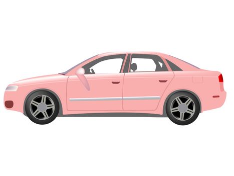 pink auto against white background, abstract vector art illustration