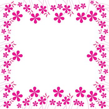 pink flowers foliage with space for your text, vector art illustration; easy to change colors.