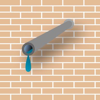 pipe and wall, vector art illustration