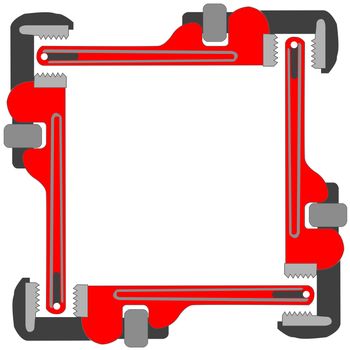 pipe wrench photo frame, vector art illustration; more photo frames in my gallery