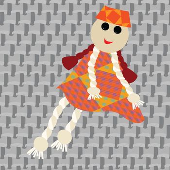 puppet little girl, vector art illustration, more similar illustrations in my gallery