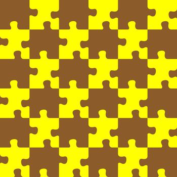 puzzle brown and yellow colors, seamless abstract texture; art illustration