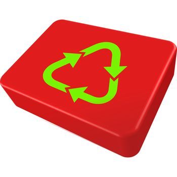 recycle red box isolated on white background, abastract vector art illustration