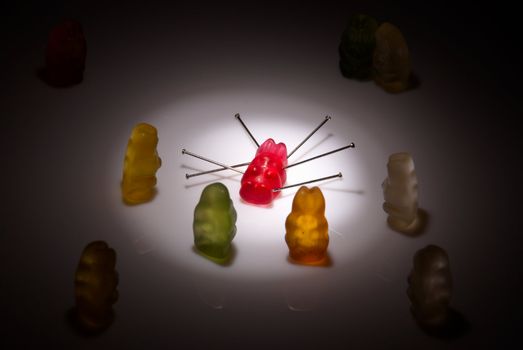 Gummies celebrating a wierd voodoo ritual