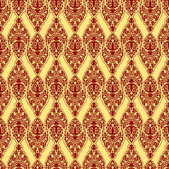 red damask texture, abstract seamless pattern; vector art illustration