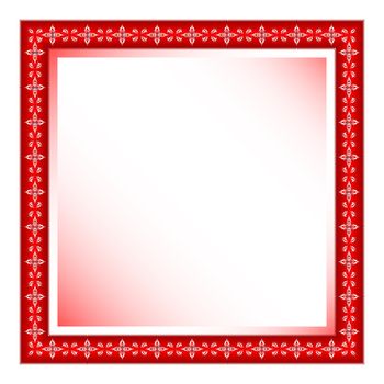 red frame with floral ornament against white background, abstract vector art illustration