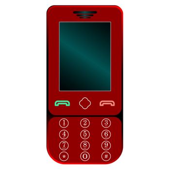 red mobile phone against white background, abstract vector art illustration