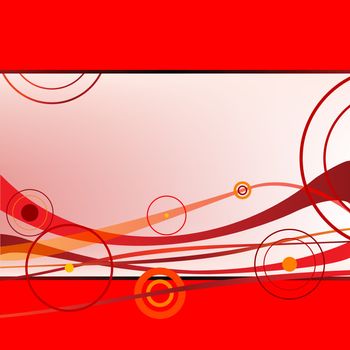 red waves and circles, vector art illustration; more drawings in my gallery