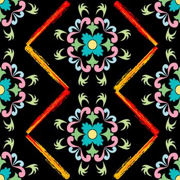 retro seamless floral pattern, vector art illustration