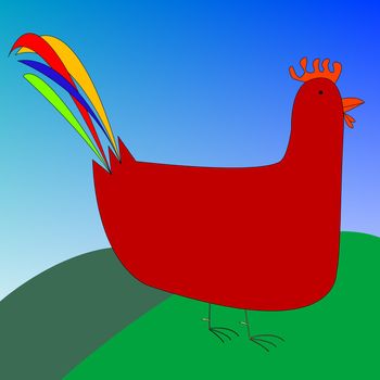 drawing of a rooster, vector art illustration. More drawings in my gallery.