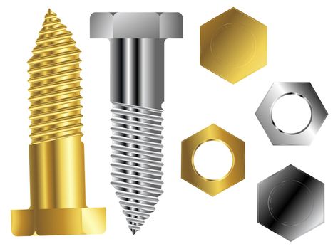 screws against white background, abstract vector art illustration